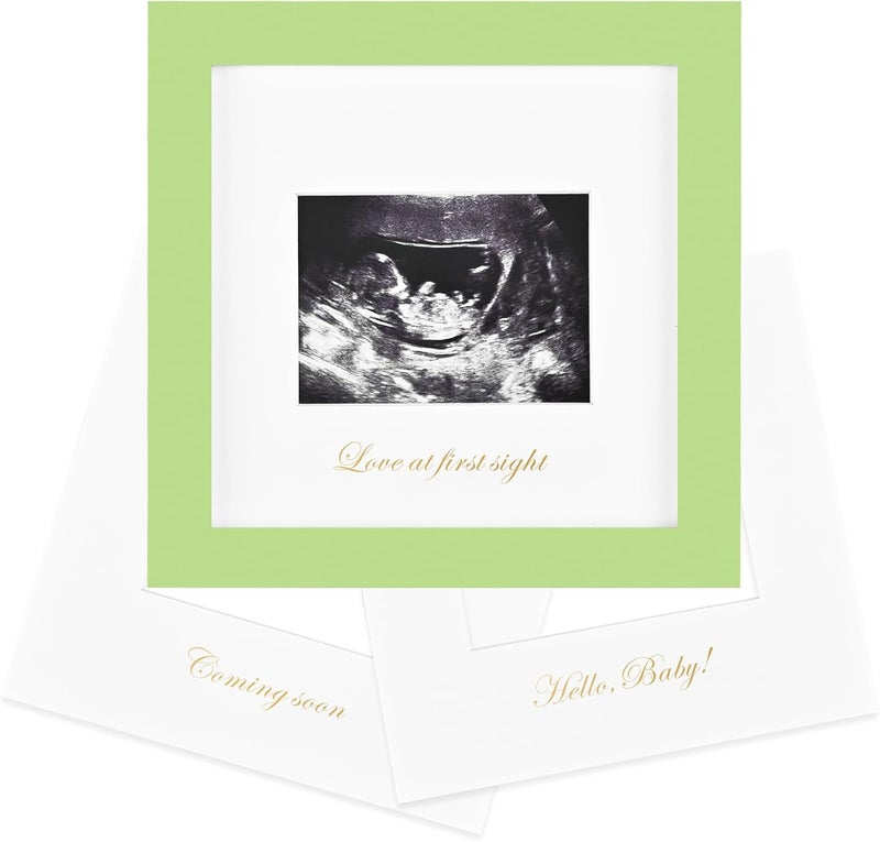 KINLINK Baby Sonogram Picture Frame, Love at First Sight Ultrasound Picture Frame, Pregnancy Gifts for Expecting Mom&Dad, Gender Reveal Party, Baby Keepsake Announcement Light Green - Image 1